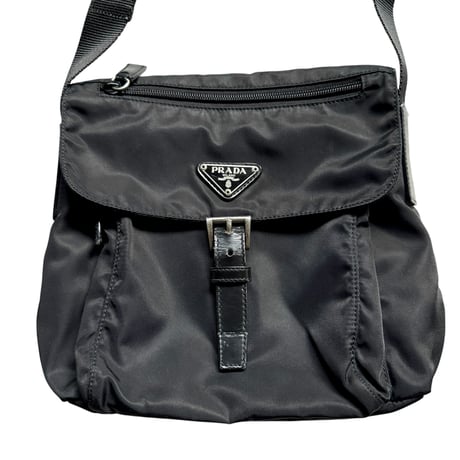 "PRADA" Nylon Shoulder Bag (Black)