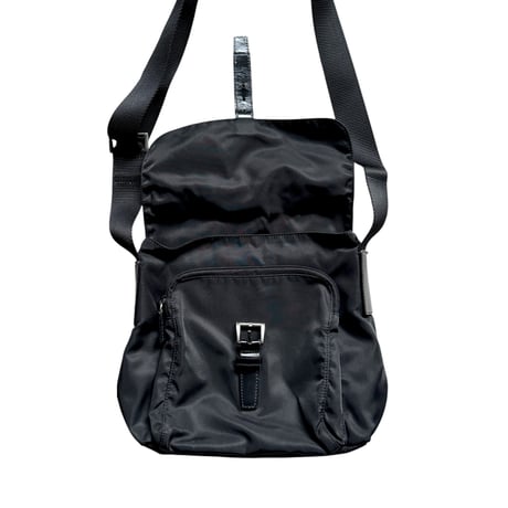 "PRADA" Nylon Shoulder Bag (Black)