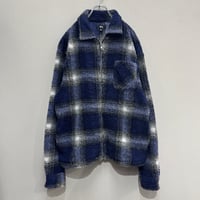 STUSSY / SHADOW PLAID SHERPA ZIP  SHIRT(XL)
