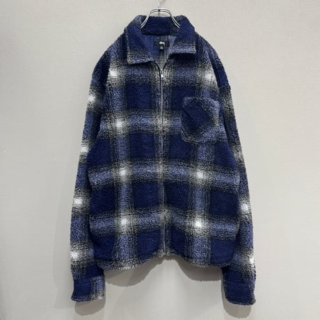 STUSSY / SHADOW PLAID SHERPA ZIP  SHIRT(XL)