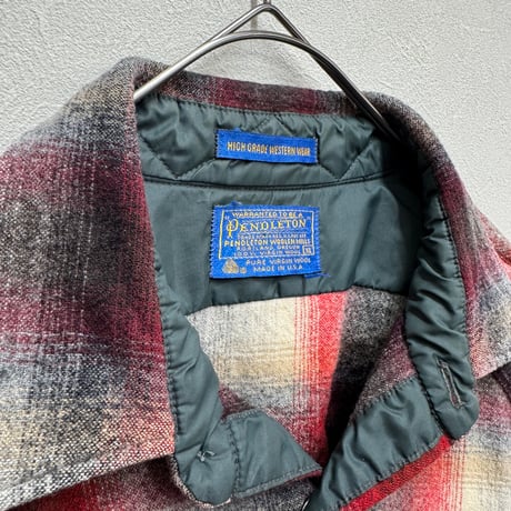 PENDLETON(70s) / SHADOW CHECK WOOL WESTERN SHIRT(XL) USA製