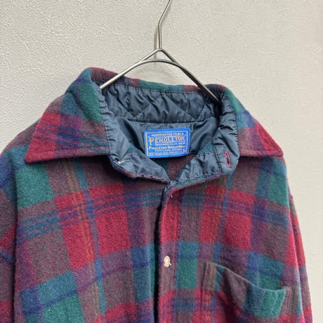 PENDLETON(80s) / VIRGIN WOOL CHECK SHIRT(M) USA製