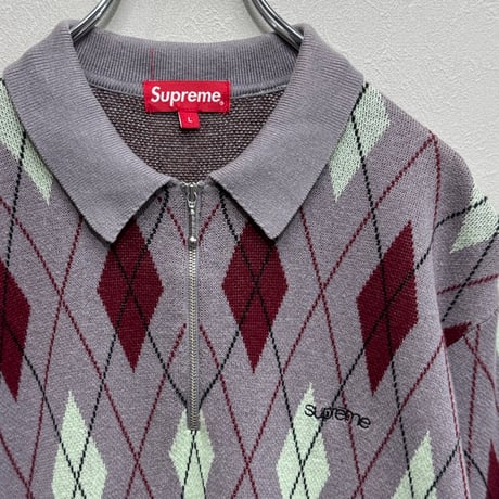 SUPREME(21AW) / ARGYLE ZIP POLO(L)