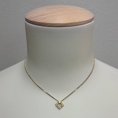 GIVENCHY(80-90s) / G LOGO RHINESTONE SQUARE NECKLACE