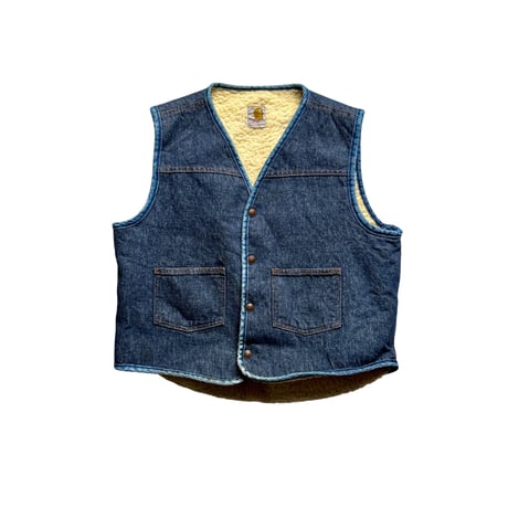 70's "carhartt" Denim Boa Vest(L)