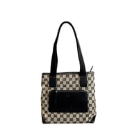 "GUCCI" GG Canvas Leather Pocket Tote Bag