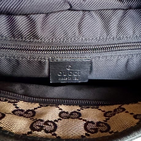 "GUCCI" GG Canvas Leather Pocket Tote Bag