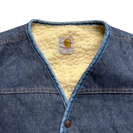 70's "carhartt" Denim Boa Vest(L)