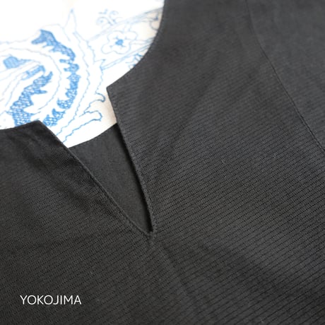 canvas ribbon vest < black >