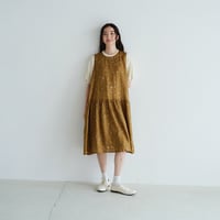 リネン フラワープリント ノースリーブワンピース