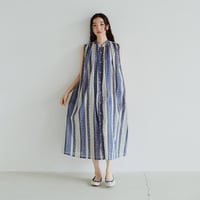 パッチワーク風デザインノースリーブ Aラインワンピース