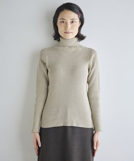 【ladies】ハイネックリブプルオーバー　うすぐもり（blue gray）