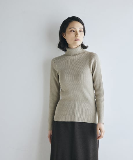 【ladies】ハイネックリブプルオーバー　うすぐもり（blue gray）
