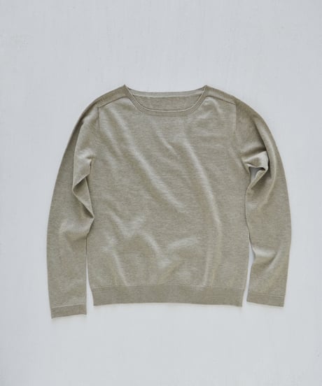 【ladies】ボートネックプルオーバー　あまぐも（khaki gray）