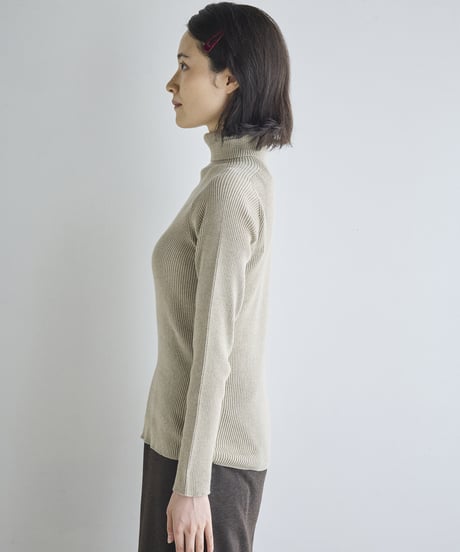 【ladies】ハイネックリブプルオーバー　うすぐもり（blue gray）