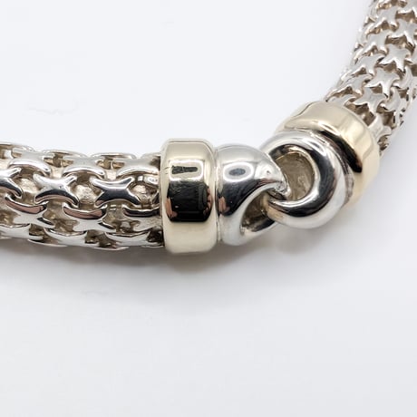 ティファニー ウーブンリンク ネックレス シルバー×K18YG ヴィンテージ｜Tiffany & Co. Silver & 18K Gold Woven Link Station Necklace