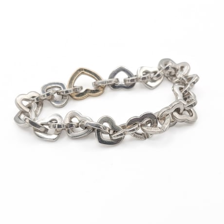 【再入荷】Tiffany & Co. Sterling Silver & 18K Gold Heart Link Bracele
