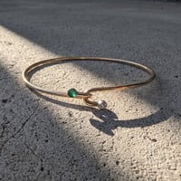 Tiffany & Co. 14K Gold Diamond & Emerald Hook Bangle