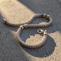 Tiffany & Co. Silver & 18K Gold Woven Link Station Necklace
