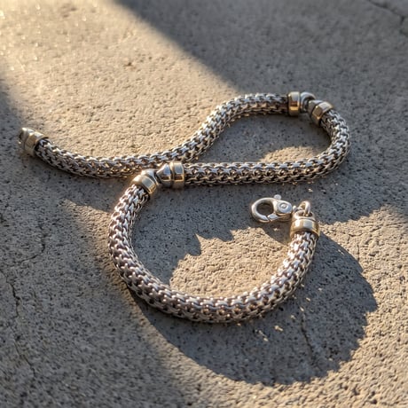 Tiffany & Co. Silver & 18K Gold Woven Link Station Necklace