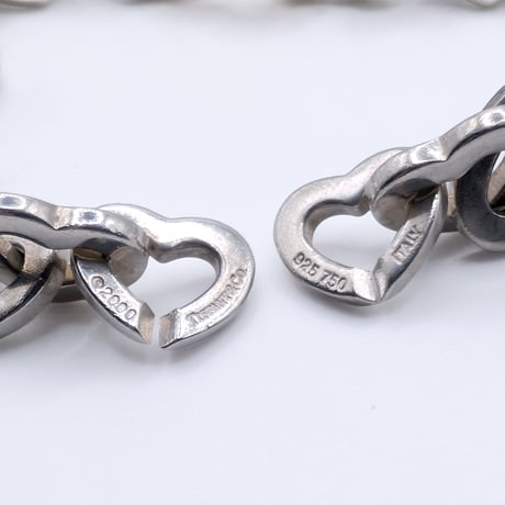 【再入荷】Tiffany & Co. Sterling Silver & 18K Gold Heart Link Bracele