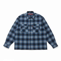 [HIDEANDSEEK] Wool Ombre Check L/S Shirt(26aw)/BLUE