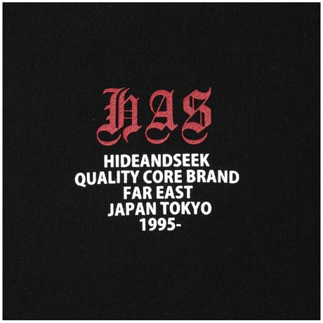 [HIDEANDSEEK]H.A.S Hooded Sweat Shirt/BLK×Red