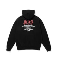 [HIDEANDSEEK]H.A.S Hooded Sweat Shirt/BLK×Red