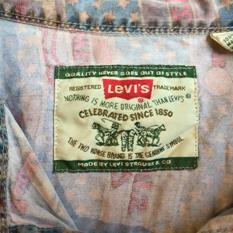 【Levi's】 リーバイス 総柄 長袖 シャツ 星条旗 アメリカ柄 スリランカ製 L