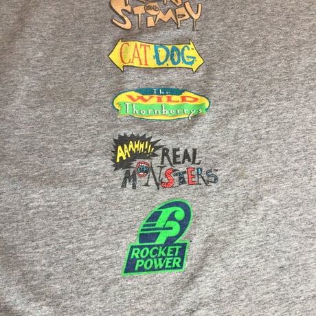 【nickelodeon】 ニコロデオン アニメキャラクター大集合 バックプリント Tシャツ 霜降りグレー ホンジュラス製 L