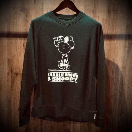【PEANUTS×TIGORA】スヌーピー チャーリーブラウン ラグラン スウェットトレーナー 2XL ダークグリーン SOLOTEX リバースウィーブ風 古着