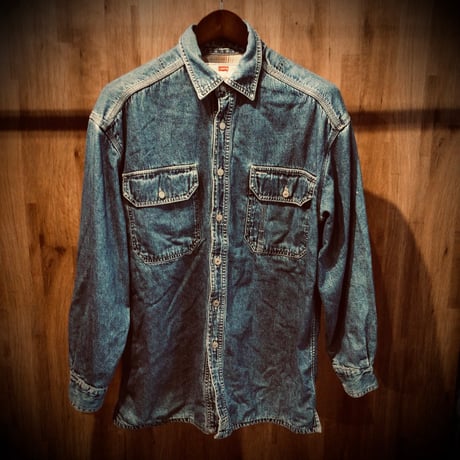 【Levi's】90s リーバイス 裏地フランネル デニムシャツ M インディゴ ネルライナー ワークシャツ チェック柄 長袖シャツ 古着