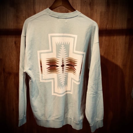 【PENDLETON】 ペンドルトン バックプリント スウェット トレーナー ライトブルー M ネイティブ柄