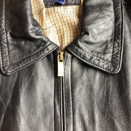 【CHAPS】 チャップス レザージャケット スイングトップ ブラック 2XLT ビッグサイズ 千鳥格子裏地