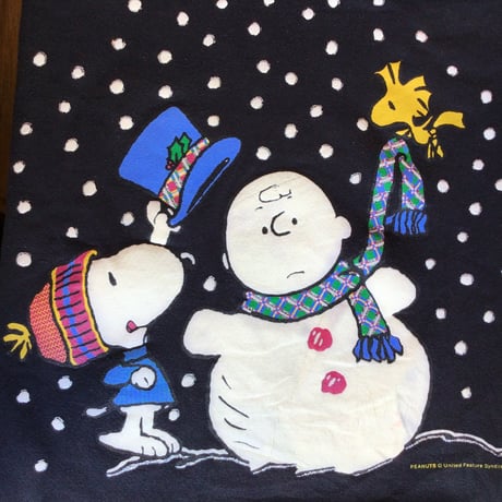 USA製 【PEANUTS】 スヌーピー 雪だるま スウェット ブラック 2X ビッグシルエット MBC