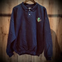 USA製 WEK 企業ロゴ 刺繍 襟付き スウェット ポロシャツ  ネイビー 古着
