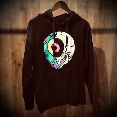 USA製【MISHKA】ミシカ 目玉 スカル スウェットパーカー ブラック 黒 M フーディー プルオーバー 古着
