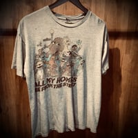 【セサミストリート】 キャラクター集合プリント Tシャツ 霜降りグレー エルモ ビッグバード エルモ クッキーモンスター L