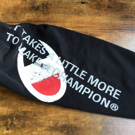【Champion】 チャンピオン メッセージプリント スウェットパーカー フーディー ブラック S
