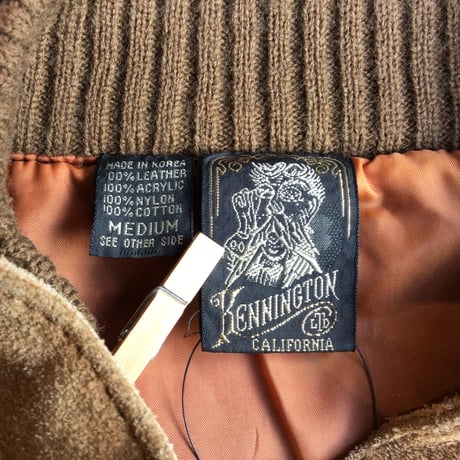 70s 【KENNINGTON】 スエード切替 ニット ブルゾン M ブラウン レザージャケット ケニントン