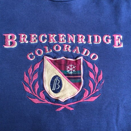 80s 90s USA製 【JERZEES】 スウェット トレーナー ネイビー 刺繍 BRECKENRIDGE COLORADO ジャージーズ  ヴィンテージ XL