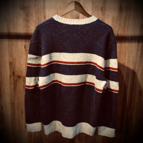 【PENDLETON】 ペンドルトン メリノウール ボーダー クルーネック ニット セーター ホワイト ネイビー L