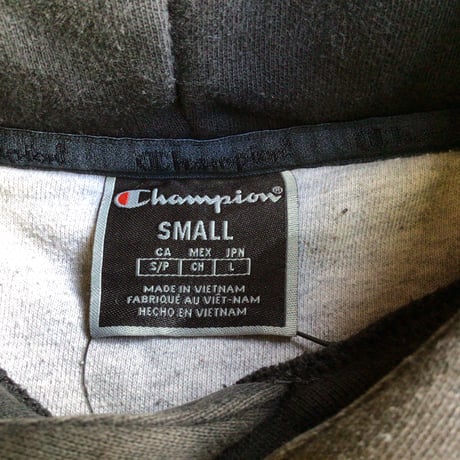 【Champion】 チャンピオン メッセージプリント スウェットパーカー フーディー ブラック S