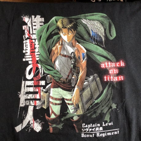【進撃の巨人】 リヴァイ兵長 プリント アニメTシャツ SEASON 3 ブラック 2XL オーバーサイズ