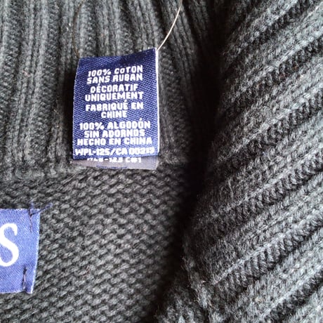 【CHAPS】 チャップス ハーフジップ コットン ニット セーター ブラック L ロゴ刺繍