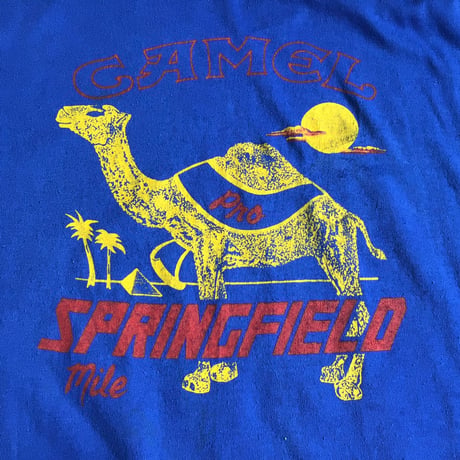 80s USA製 【CAMEL PRO SPRINGFIELD MILE 1984】 ヴィンテージ Tシャツ XL ブルー イーグル 企業物 レース