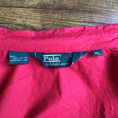 【Polo by Ralph Lauren】90s スイングトップ コットンジャケット XL レッド 緑タグ ライトアウター