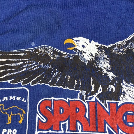 80s USA製 【CAMEL PRO SPRINGFIELD MILE 1984】 ヴィンテージ Tシャツ XL ブルー イーグル 企業物 レース