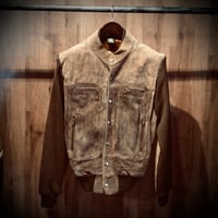 70s 【KENNINGTON】 スエード切替 ニット ブルゾン M ブラウン レザージャケット ケニントン