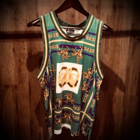 【A BATHING APE】 エイプ 総柄 馬柄 タンクトップ M グリーン BAPE ノースリーブ